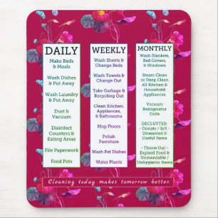 Cleaning Schedule & Affirmation Feminine Floral Mouse Pad