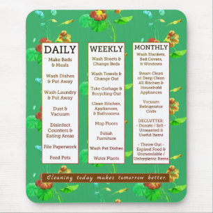 Cleaning Schedule & Affirmation Vintage Floral Mouse Pad
