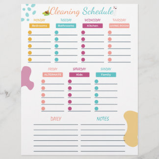Cleaning Schedule Custom Letterhead