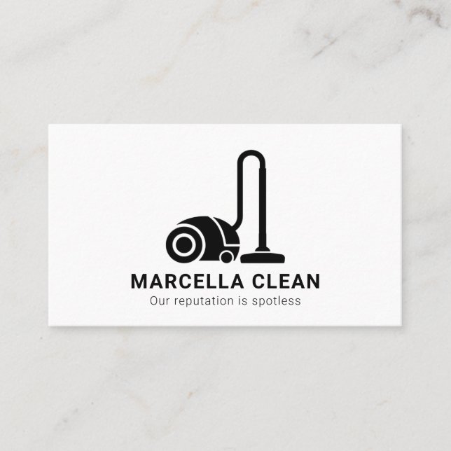 Cleaning Service Black And White Business Card (Front)