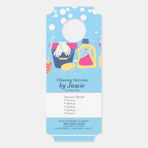 Cleaning Service Blue Business Door Hanger