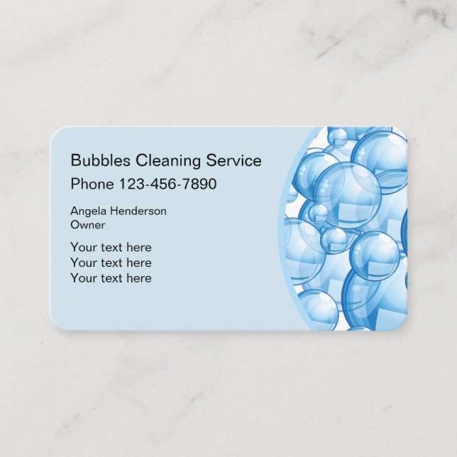 Cleaning Service Bubbles Design Business Card (Front)