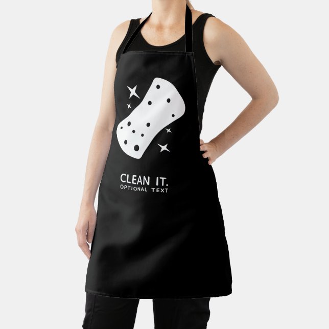 Cleaning Service Business Black White Apron (Insitu)