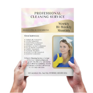Cleaning Service Business Custom Photo Modern Pink Flyer