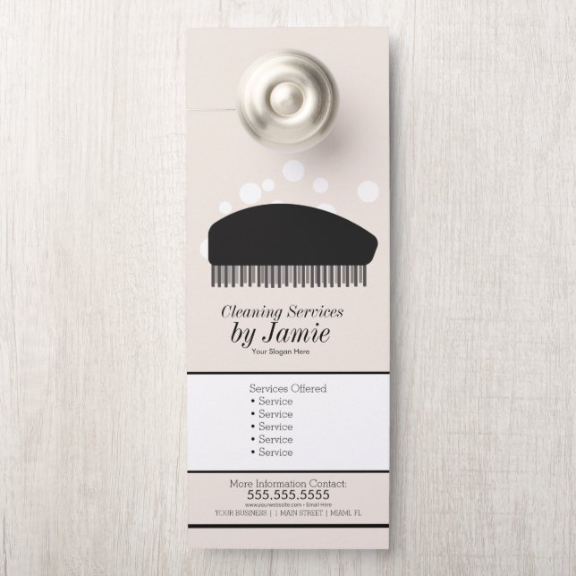 Cleaning Service Business Dusting Bubbles Brush Door Hanger (On Knob)