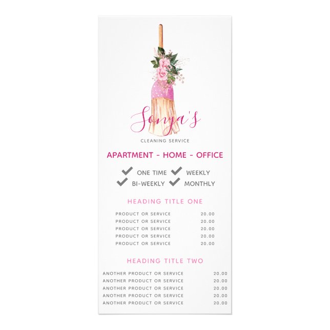 Cleaning Service Business Promotional Broom Rack Card (Front)