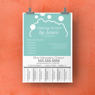 Cleaning Service Business Suds Tear Off Strips  Flyer