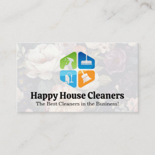 Cleaning Service Equipment Icons Business Card