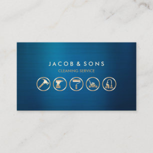 Cleaning Service Gold Icons Business Card