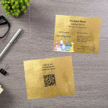 Cleaning service gold QR code Flyer<br><div class="desc">An elegant and glamourous cleaning service business flyer on a faux gold looking background decorated with cleaning equipment.  Personalise and add Your name,  text contact info.  Add your own QR code to your website address on the back:</div>