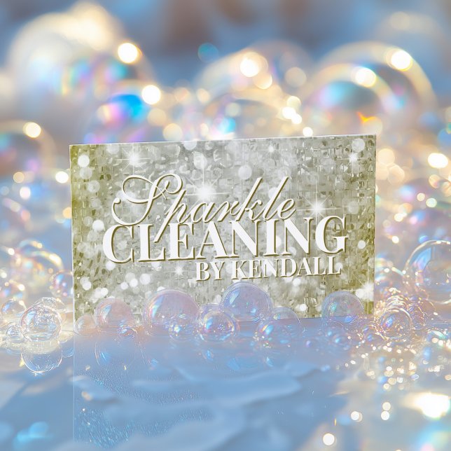 Cleaning Service Gold Silver Metal Glitter Business Card (Perfect for business)