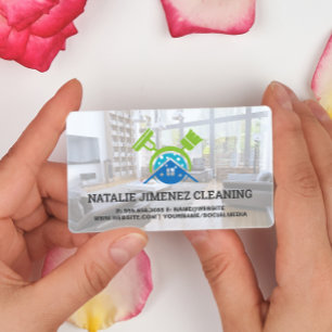 Cleaning Service Home Mop Broom Logo Business Card