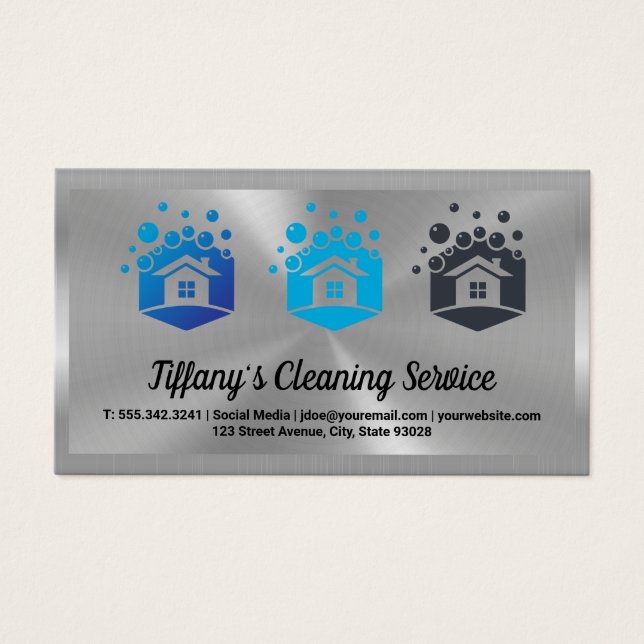 Cleaning Service House Logo | Metallic (Front)