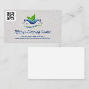 Cleaning Service House Logo Qr Scan Code Business Card