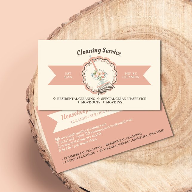Cleaning service housekeeper maid janitorial business card (Creator Uploaded)