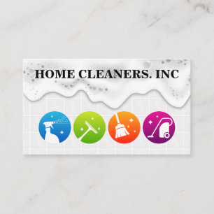 Cleaning Service Icons   Bathroom Tiles   Soap Business Card