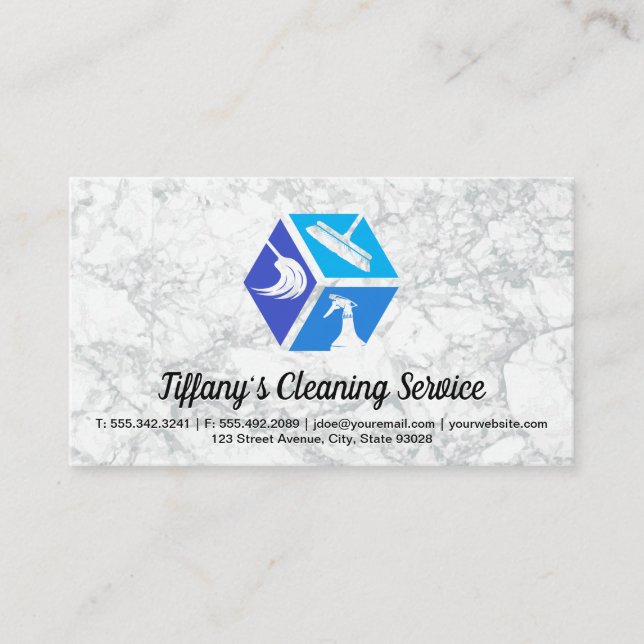 Cleaning Service Icons | Maid | Lady Cleaner Business Card (Front)