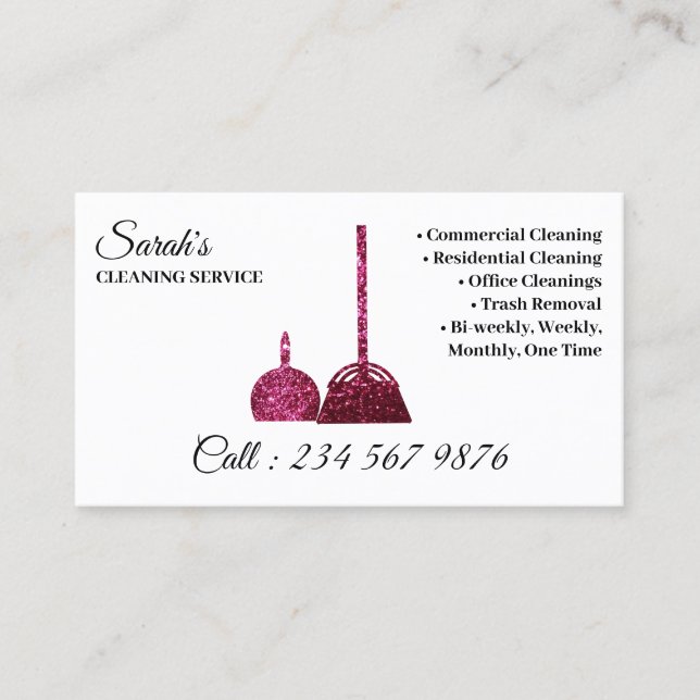 Cleaning Service Janitorial sparkle Trend Business Card (Front)