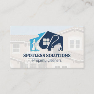 Cleaning Service Logo Houses Business Card