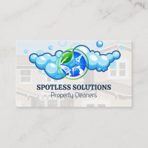 Cleaning Service Logo Neighborhood Business Card
