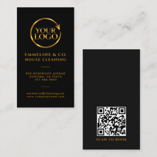 Cleaning Service Logo QR Code Business Card