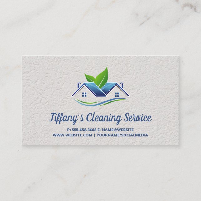 Cleaning Service | Maid Cleaning | House Logo Business Card (Front)