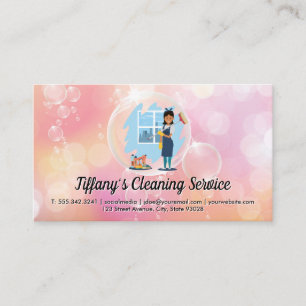 Cleaning Service Maid Cleaning Soap Bubbles Business Card
