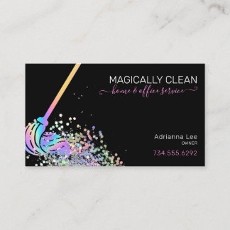 Cleaning Service Maid House & Office Glitter Business Card