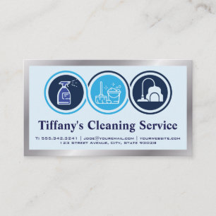 Cleaning Service   Maid Icons Business Card