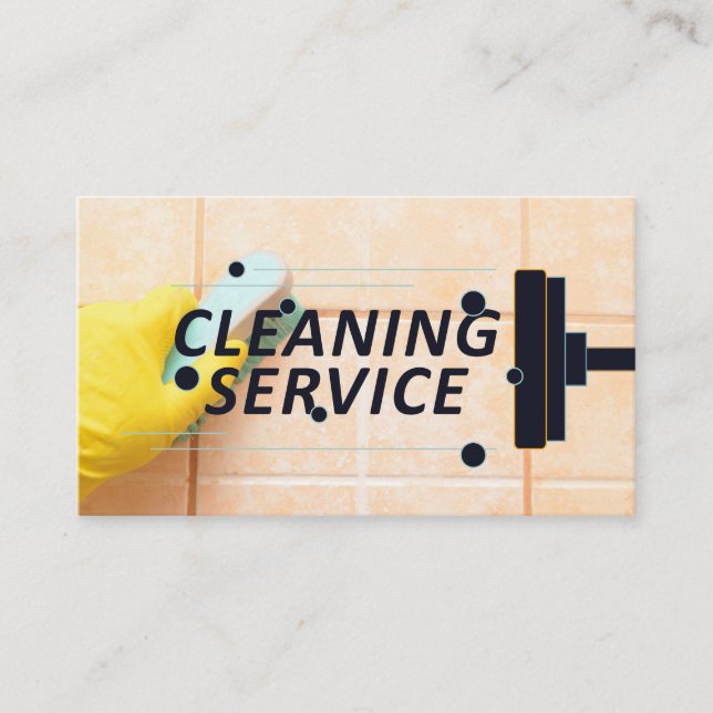 Cleaning Service | Maid Scrubbing Tiles Business Card (Front)
