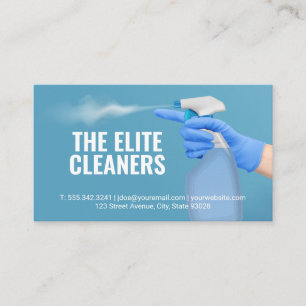 Cleaning Service Maid Spraying Water Bottle Business Card