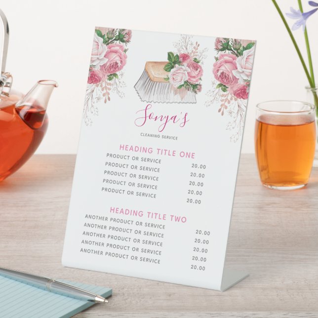 Cleaning Service Modern Business Cleaning Brush Pedestal Sign (In SItu)