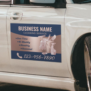 Cleaning Service Navy & Rose Gold Housekeeping Car Magnet