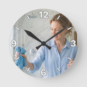 Cleaning Service Office Housekeeping Maid Decor Round Clock