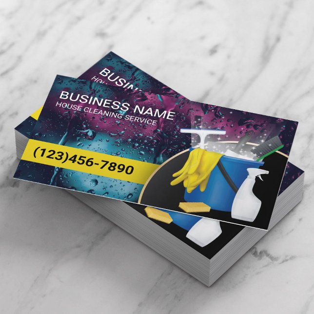 Cleaning Service Professional Housekeeping  Business Card (Creator Uploaded)