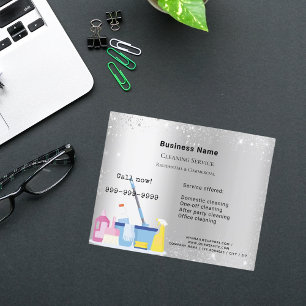 Cleaning service silver glitter dust QR code Flyer