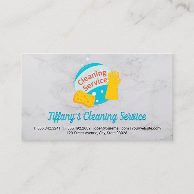 Cleaning Service | Sponge and Glove Business Card (Front)