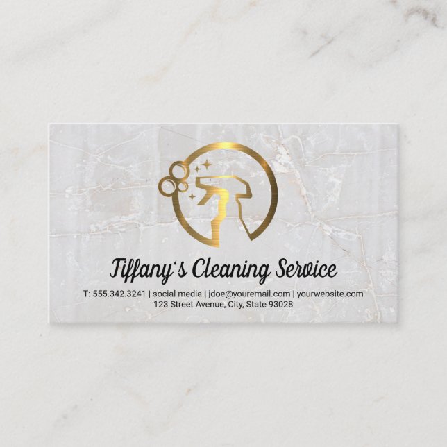 Cleaning Service | Spray Cleaning Logo Business Card (Front)