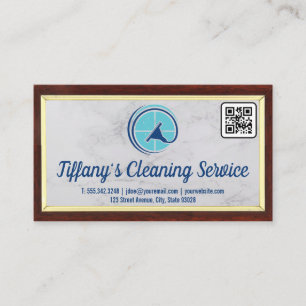 Cleaning Service Squeegee Logo QR Code Business Card