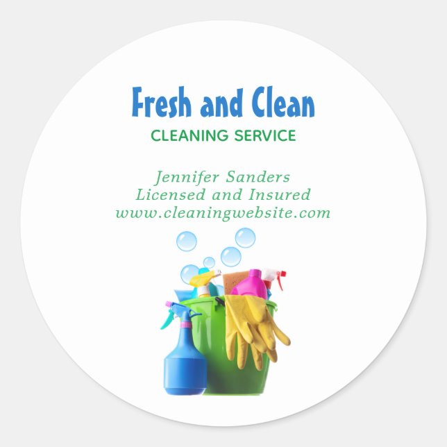  Cleaning Service Supplies Bucket Housekeeping Classic Round Sticker (Front)