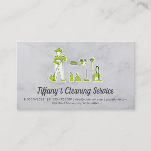 Cleaning Service Sweeper and Cleaning Products Business Card