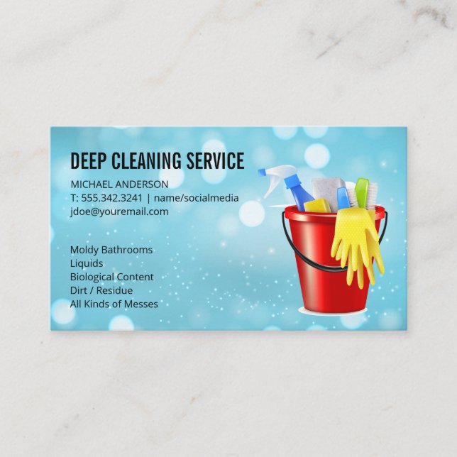 Cleaning Service | Tools Business Card (Front)