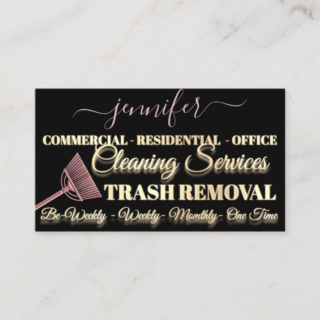 Cleaning Service Trash Removal Maid Rose Logo Business Card (Front)