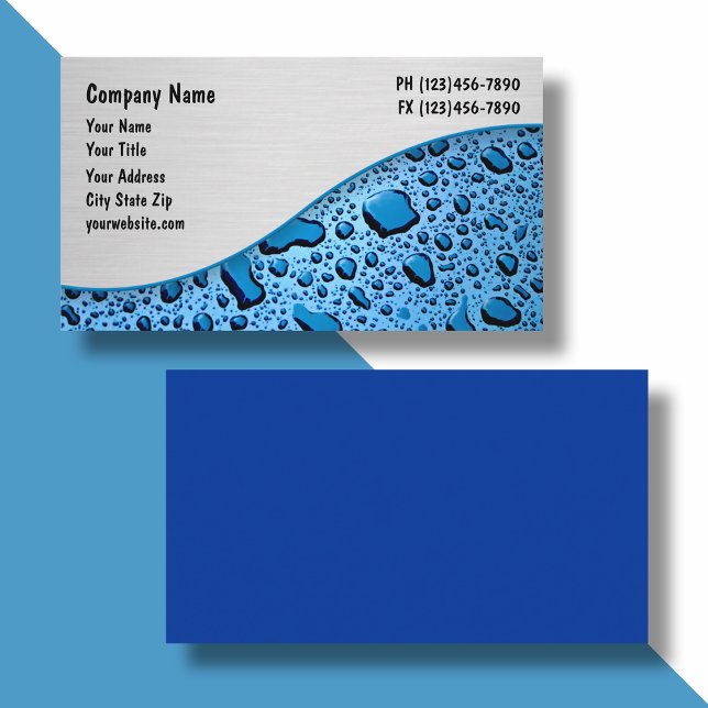 Cleaning Service Water Drops Design Business Card (Creator Uploaded)