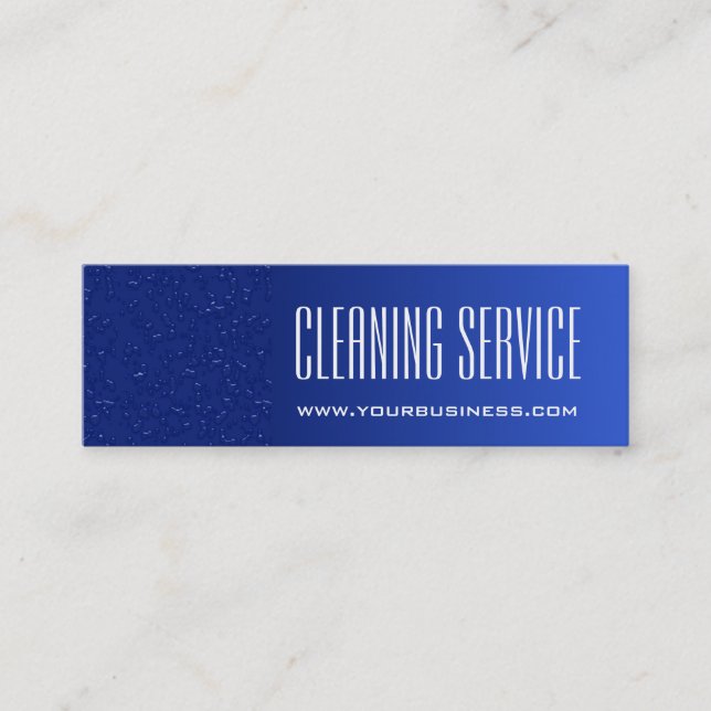 Cleaning Service - Water Drops Mini Business Card (Front)