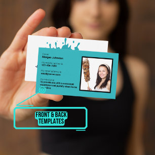 Cleaning Service Water Splash with Photo Business  Card