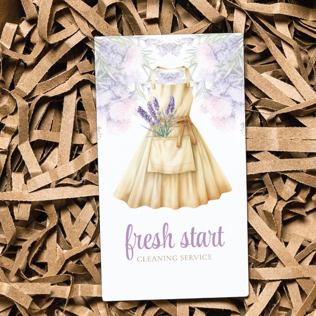 Cleaning Service Watercolor Apron Lavender Business Card (Creator Uploaded)