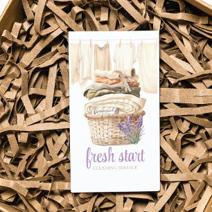 Cleaning Service Watercolor Laundry Lavender Business Card