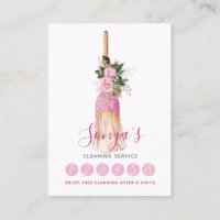 Cleaning Service Watercolor Pink Broom
