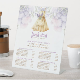 Cleaning Service Watercolor Price List Pedestal Sign